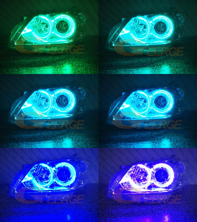 For Toyota Aurion GSV40 2006 2007 2008 2009 CAMRY RF Remote BT App Ultra Bright Multi-Color RGB LED Angel Eyes Kit Halo Rings