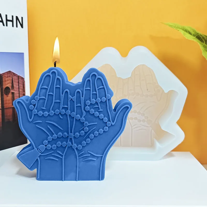 Double Palm Print Candle Mold Silicone DIY Handmade Aromatherapy Wax Mold Mystical Divination Style Decorative Art Tool