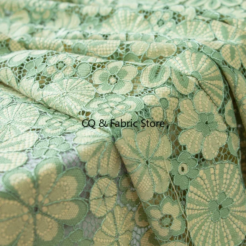 Tessuto di pizzo morbido Tessuto di maglia ricamato cavo verde per abiti Cheongsam Accessori fai da te