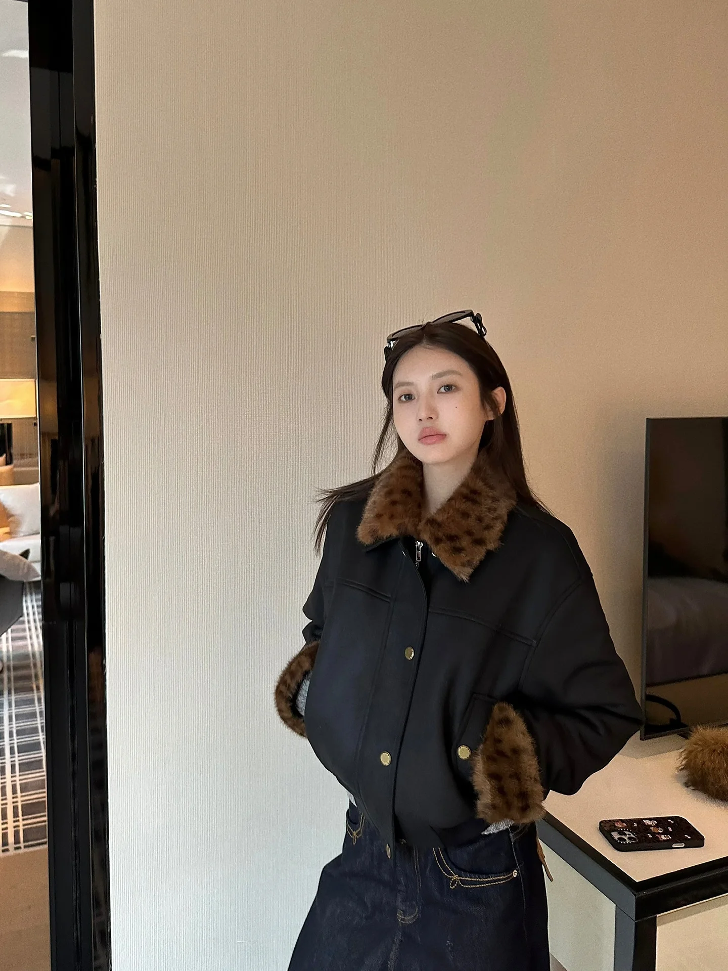 

Женская куртка Ningi Fce с отстегивающимся воротником с леопардовым принтом, осенне-зимняя, новая, теплая, повседневная, укороченная