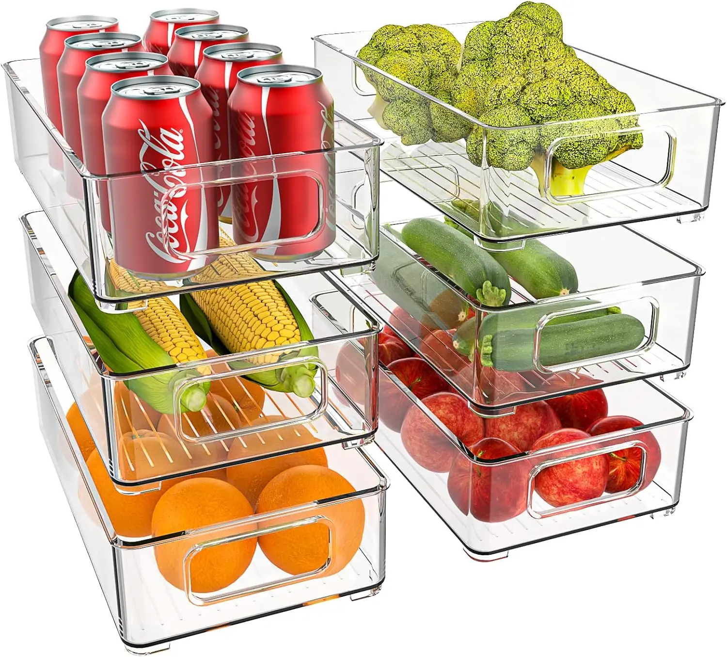 

4pcs Transparent Refrigerator Storage Box Stackable Refrigerator Organizer Bin Vegetable Fruit Organizer Kitchen Drinks Storage