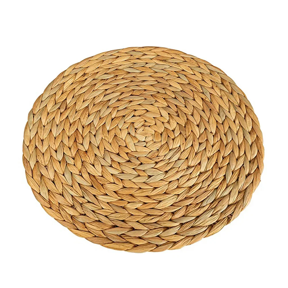 تحديد الموقع المنزلية المنسوجة جولة النمط الرعوي العزل الحراري طاولة طعام الديكور مقاومة للاهتراء إبريق الشاي حصيرة أطباق وسادة #5