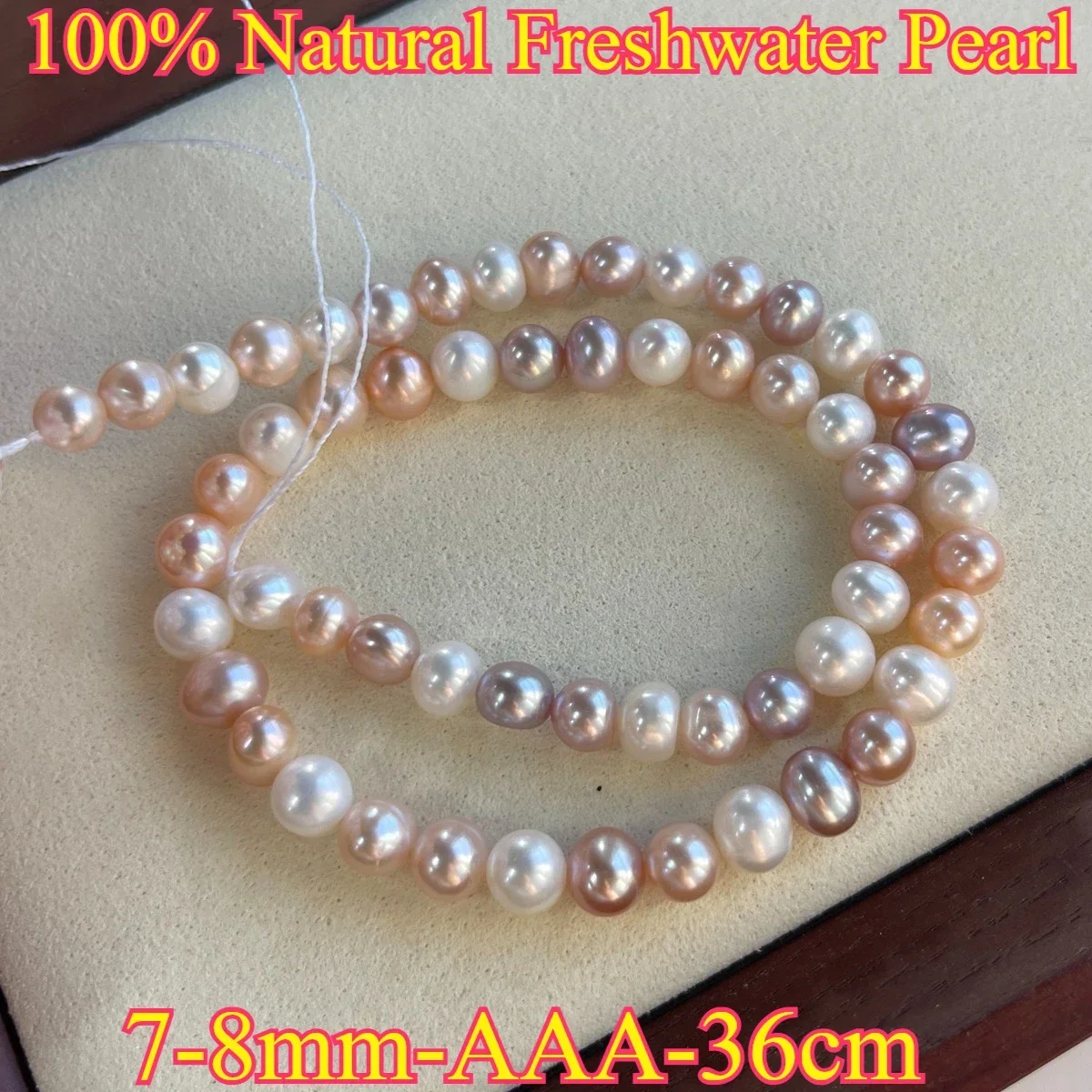 

7-8mm4A Dazzling Natural Freshwater Pearl Round Mixed Dazzling Color Spacer Bead Jewelry MakeDIY Necklace Bracelet Women Wedding