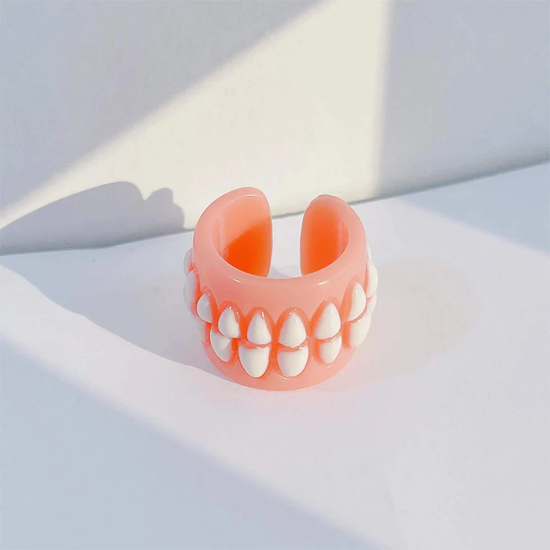 Funny Tooth Gum Opening Rings Creative Punk Rock Tooth Rings Fashion Party Jewelry