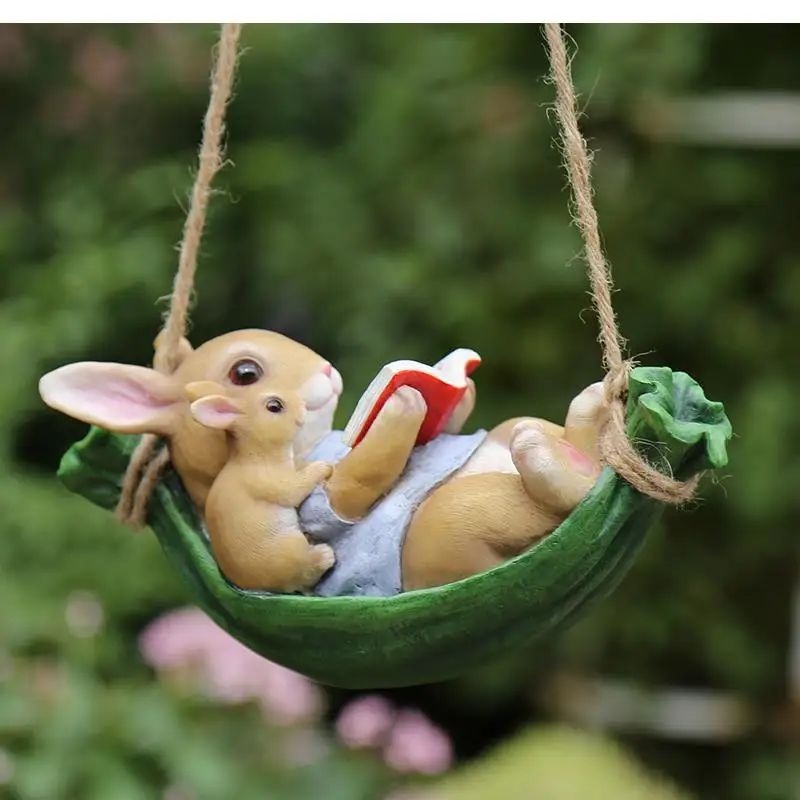 

Garden Outdoor Tree Pendant Swing Rabbit Decoration Groceries Cartoon Animal Resin Small