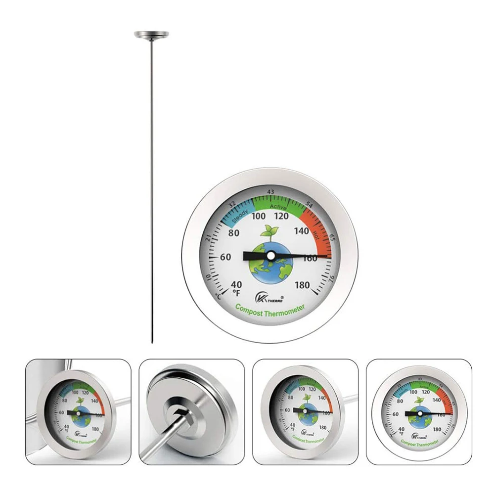 50cm kompost Tester gleby miernik sonda pomiarowa Premium ze stali nierdzewnej kompost gleby termometr ogród podwórko 0-120 celsjusza