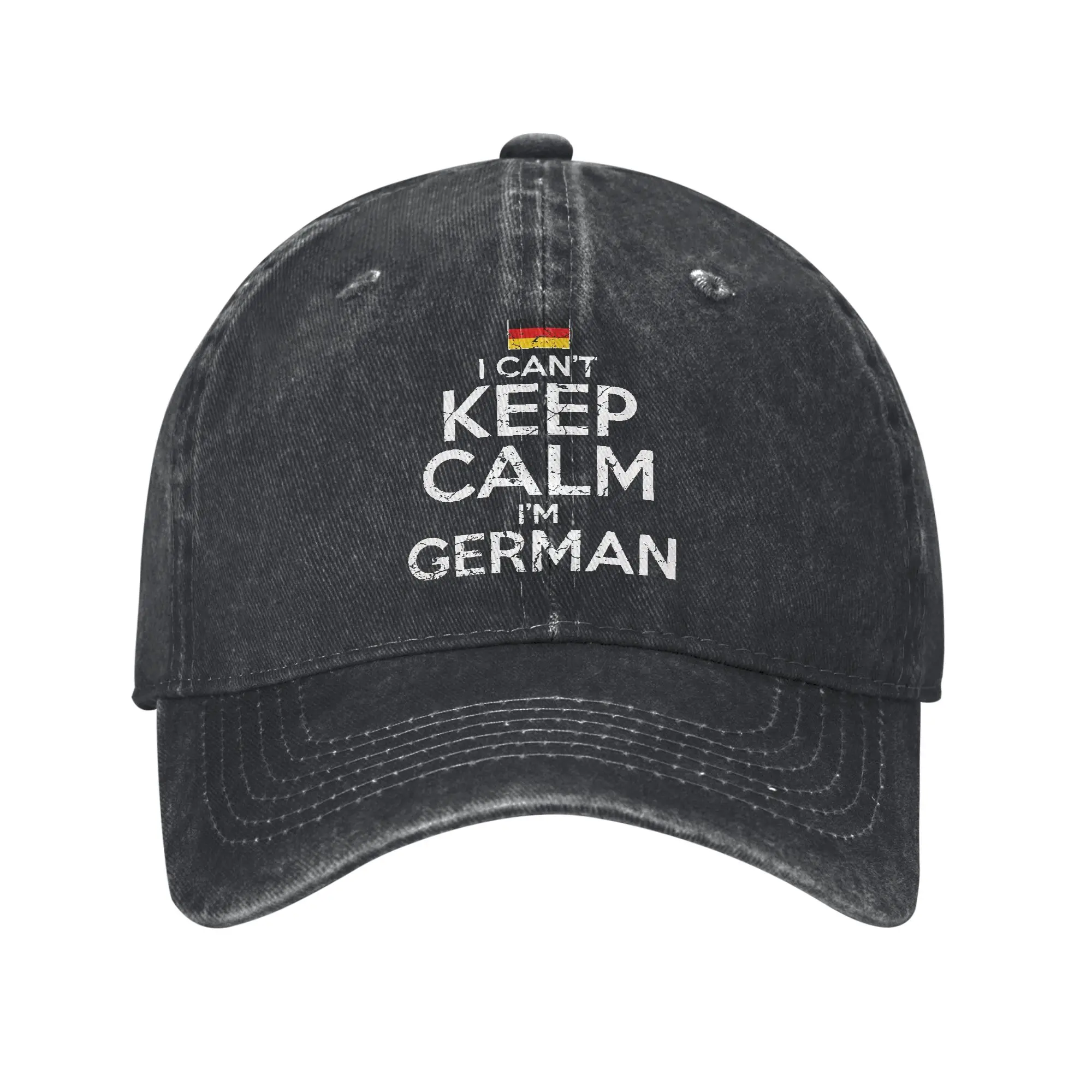 Men Women I'M GERMAN! WE DON'T DO THAT KEEP CALM THING! Printed Hats Vintage Distressed Washed  Baseball Cap Adjustable