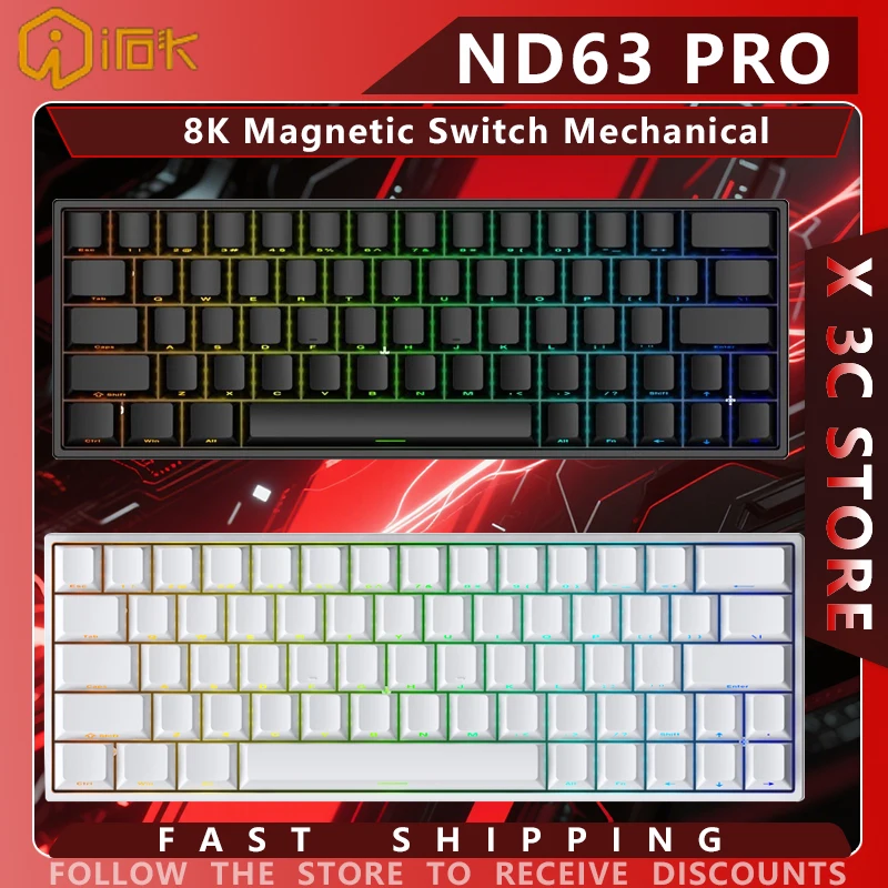 

IROK ND63 Pro Magnetic Switch Mechanical Keyboard 8K 0.02mm RT Hot Swap Wired Customize Gaming Keyboard for PC Gamer Accessories