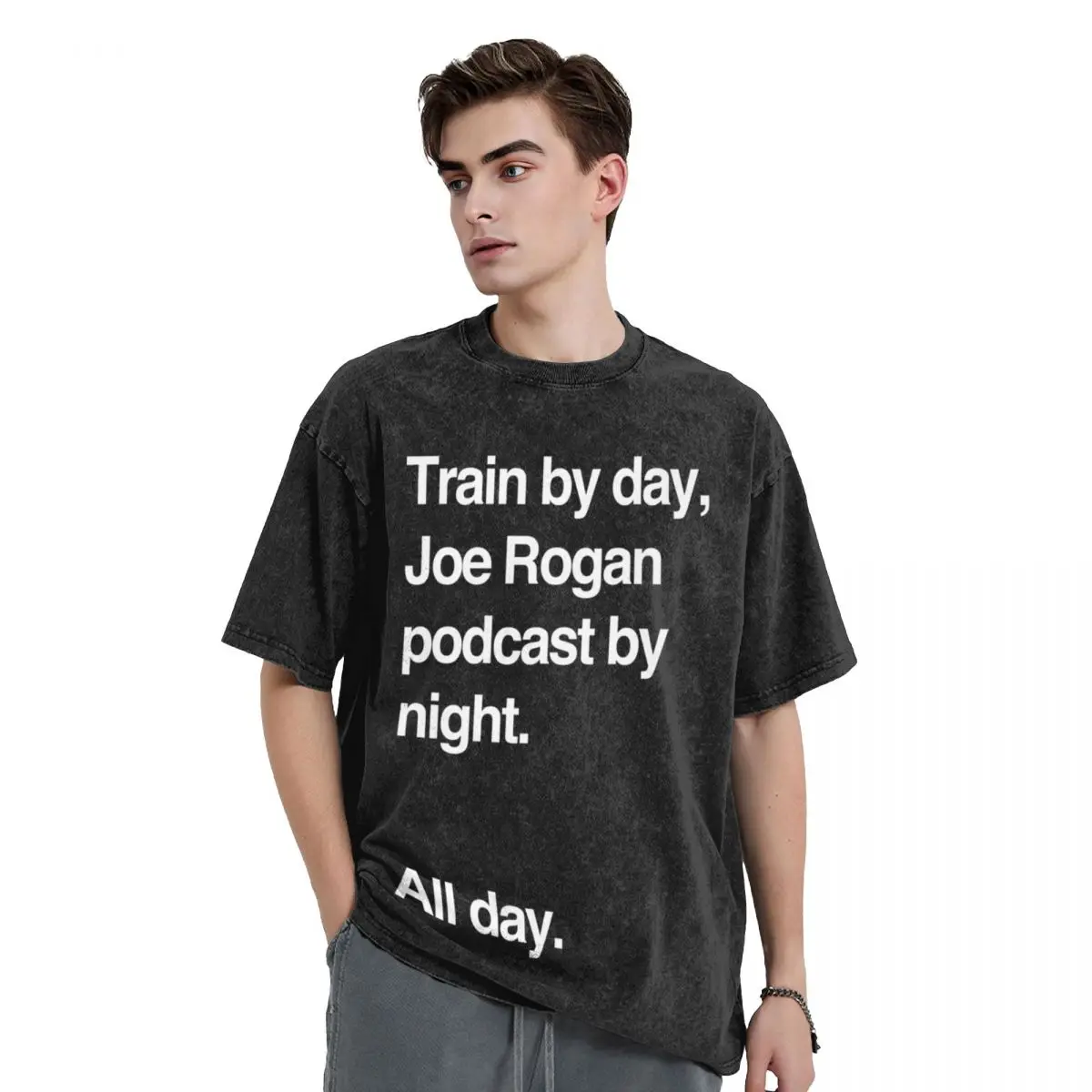 Train by day, Joe Rogan podcast by night - All Day - Nick Diaz - Helvetica T-Shirt vintage clothes blanks men t shirt