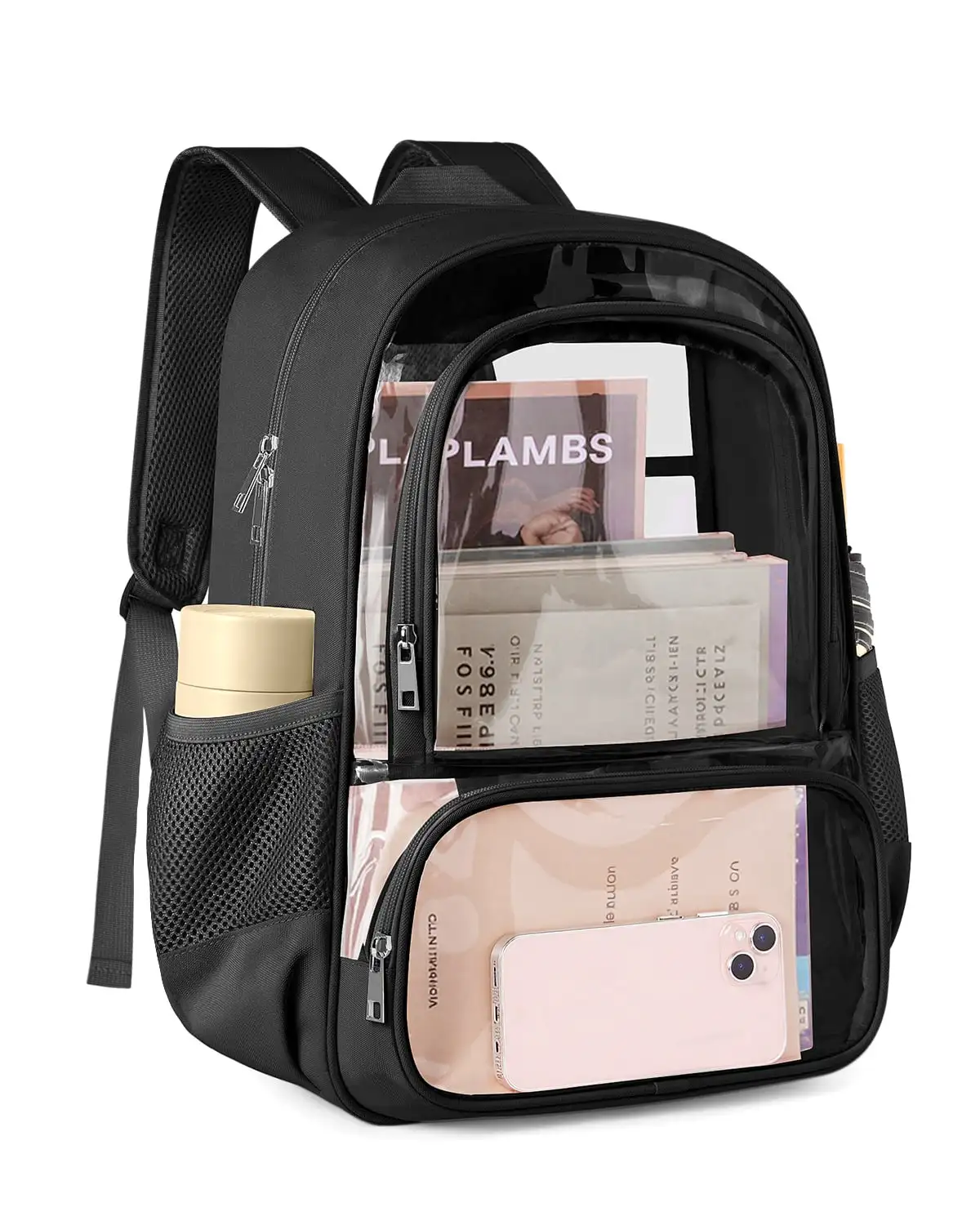 

Premium Clear Backpack - Durable Wearproof Fabric & PVC Transparent Design With Reinforced Straps - Unisex Heavy Duty Bookbag - Large Capacity Clear Bag For Travel, School & Security Checks Mother's Day