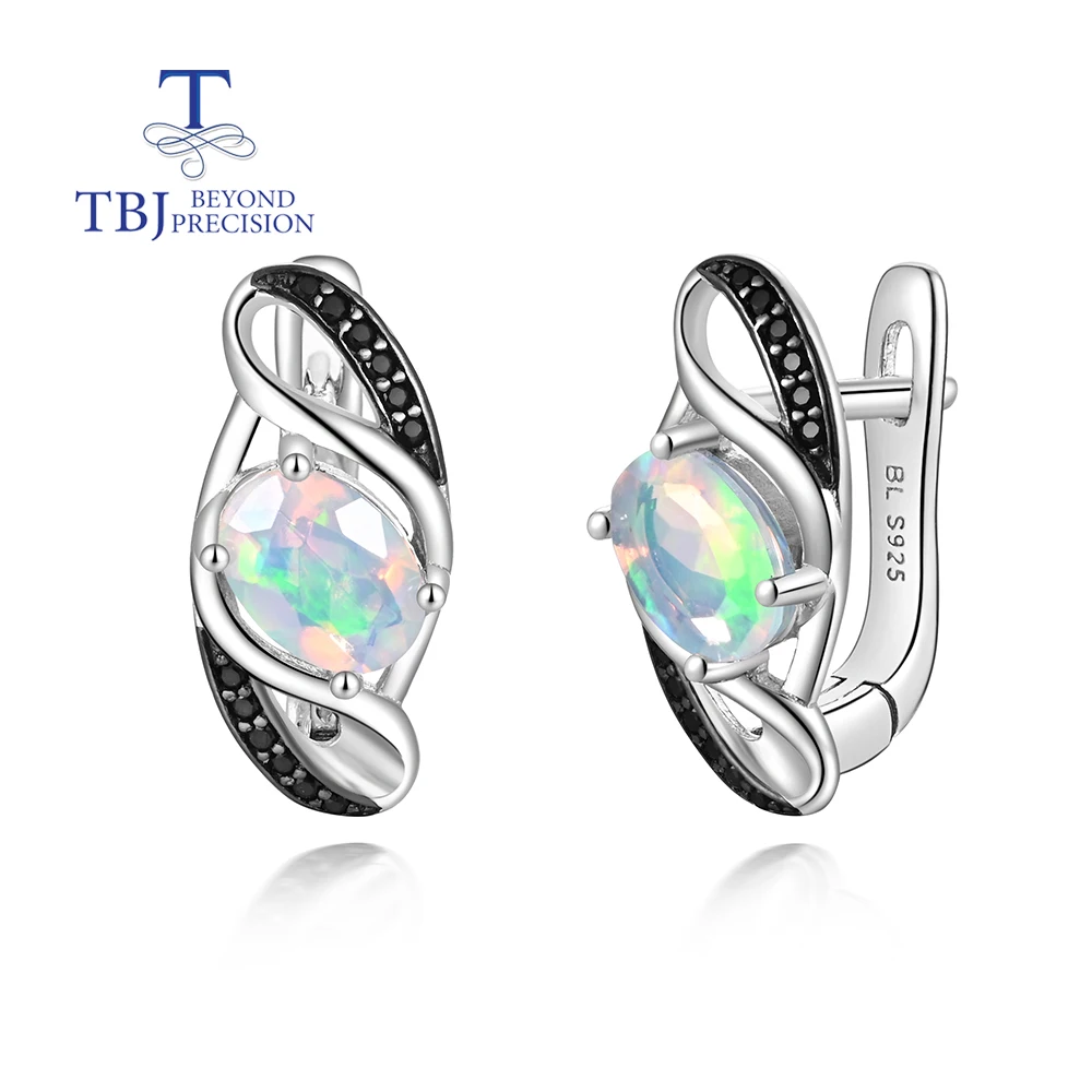 TBJ 100% Natural Ethiopia Opal  earrings 925 sterling silver gemstones women's fine jewelry for women wife birthday  nice gift