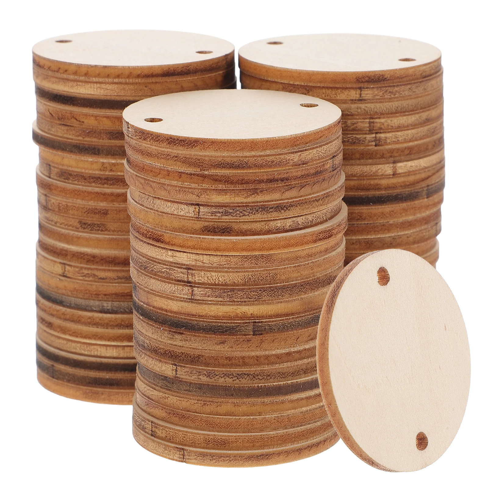 

60pcs Wood Round Piece 3.8Cm Craft Wood Pieces For Diy Art Scrapbooking Wedding Decorations Natural Round Wooden Pieces