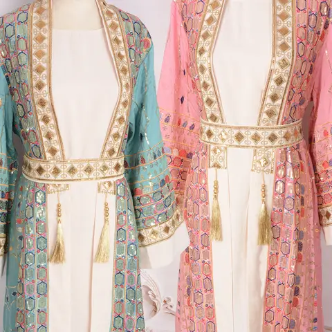 Lyxig Khaleeji Kvinnor Takchita Kaftanklänning 2-delat Set, Broderi & Tofs Kvällsfest Ramadan Eid Bröllop Arabisk Marockansk Klänning 10 best sales Marockansk brudklänning - №1