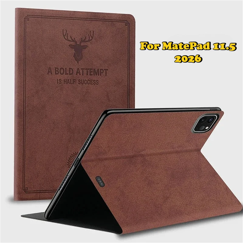 Deer Head PU Leather Case for Huawei MatePad Pro 13.2 12.2 PaperMatte Air 12 X 11.5 S 2026 SE 11 PC Back Shockproof Tablet Cover