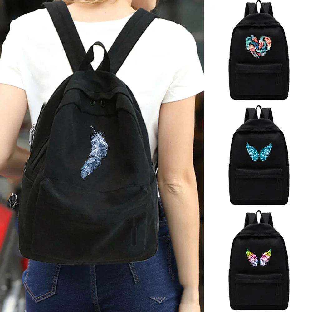 

Casual Unisex Shoulder Backpack Feather Series Hiking Backpack Outdoor Sport School Bag Large Capacity Travel Laptop Rucksack