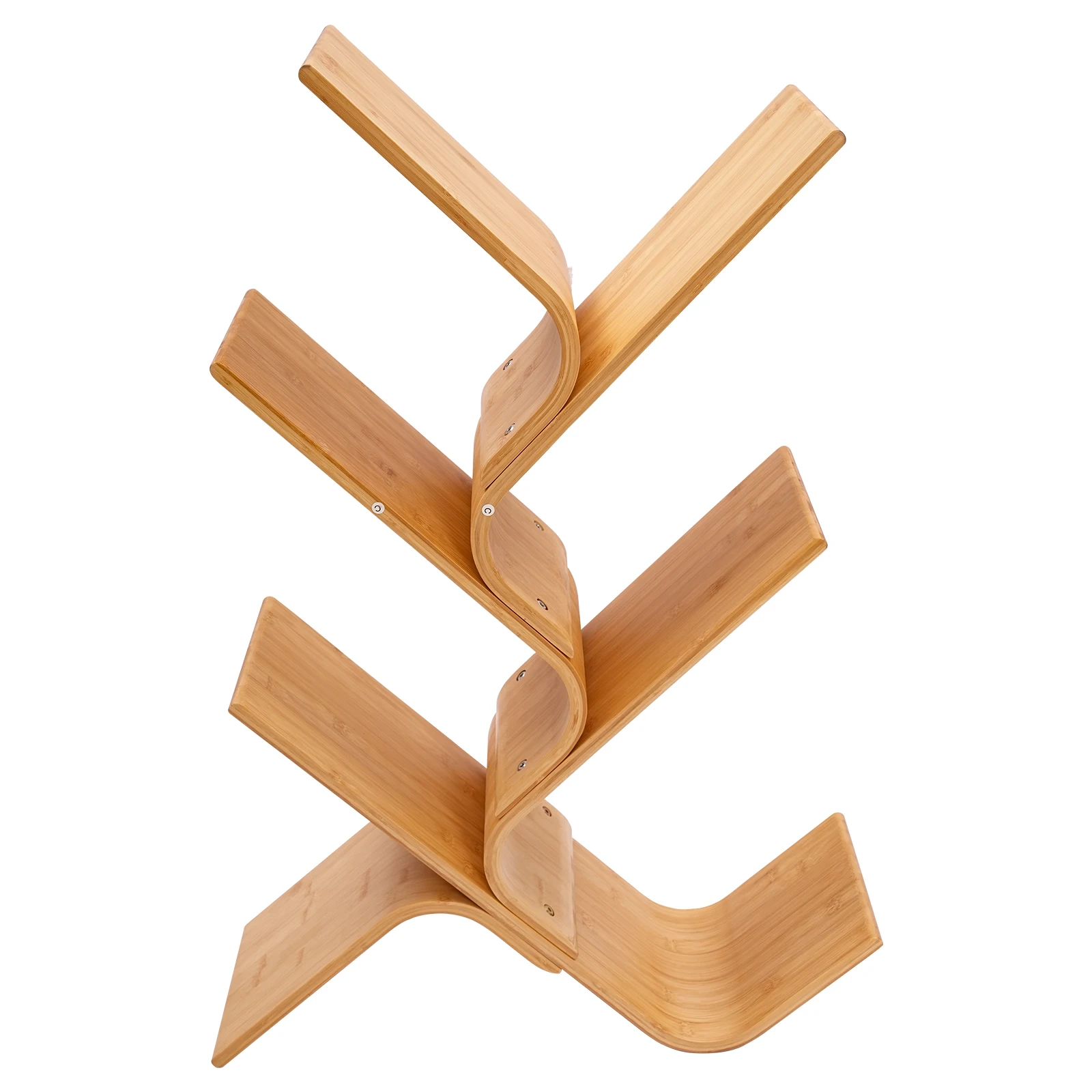 5-Tier Floor Bamboo Tree Bookshelf Burlywood Natural Bamboo Modern Versatile Decorative Piece Floor Bamboo Tree Bookshelf