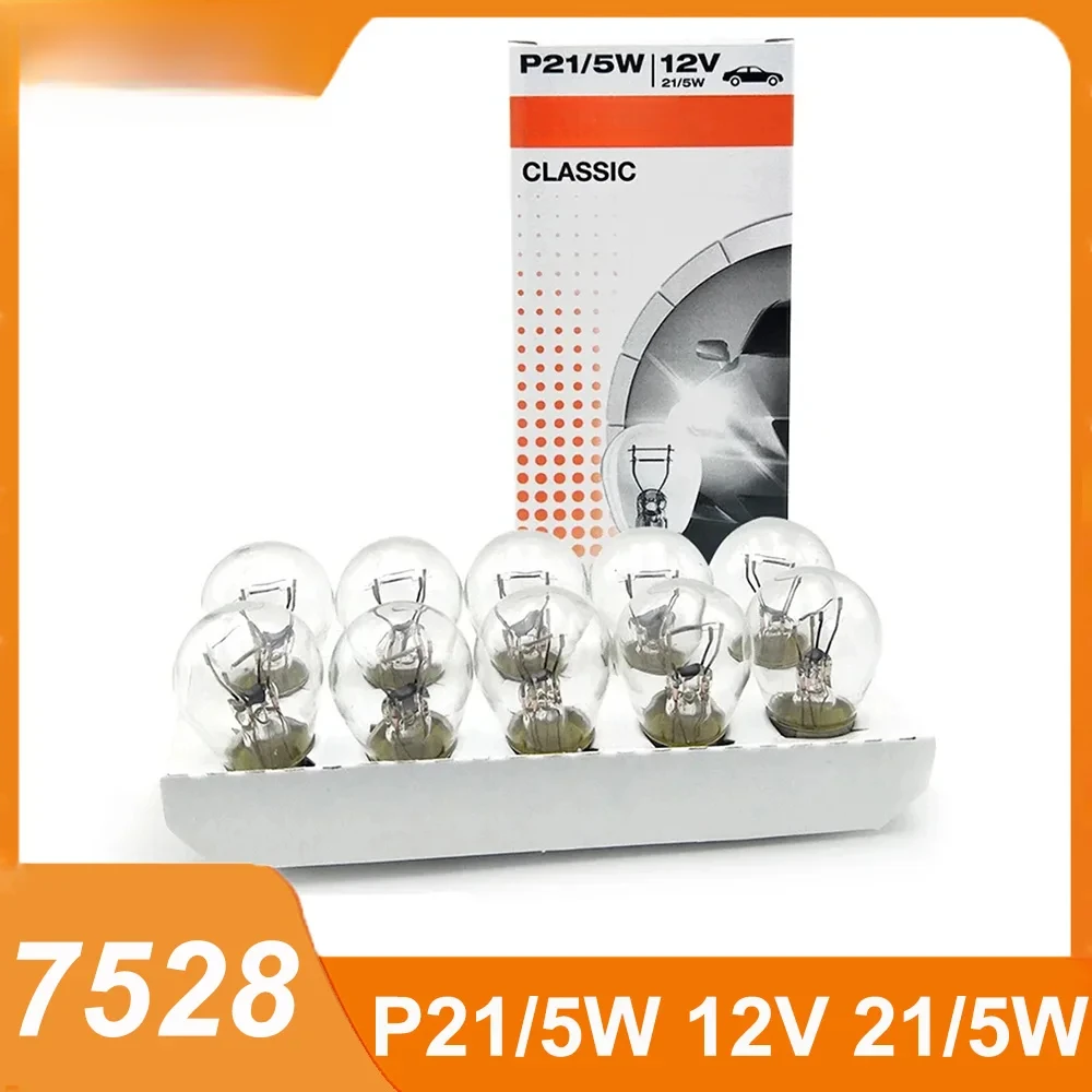 

OSRAM Original 7528 P21/5W S25 BAY15d 12V Halogen Bulb Dual Filament for Automotive Turn Signal Brake Side Lights - Pack of 10