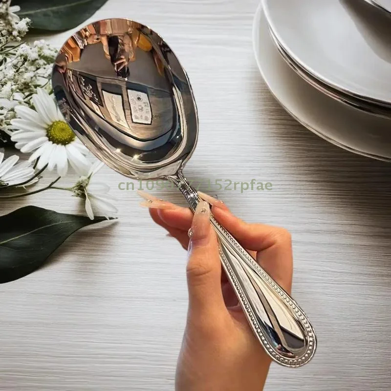 1 Pc Stainless Steel Rice Spoon Soup Spoon Household Shared Spoon For Serving Rice Hotel Restaurant Serving Spoon Sharing Spoon