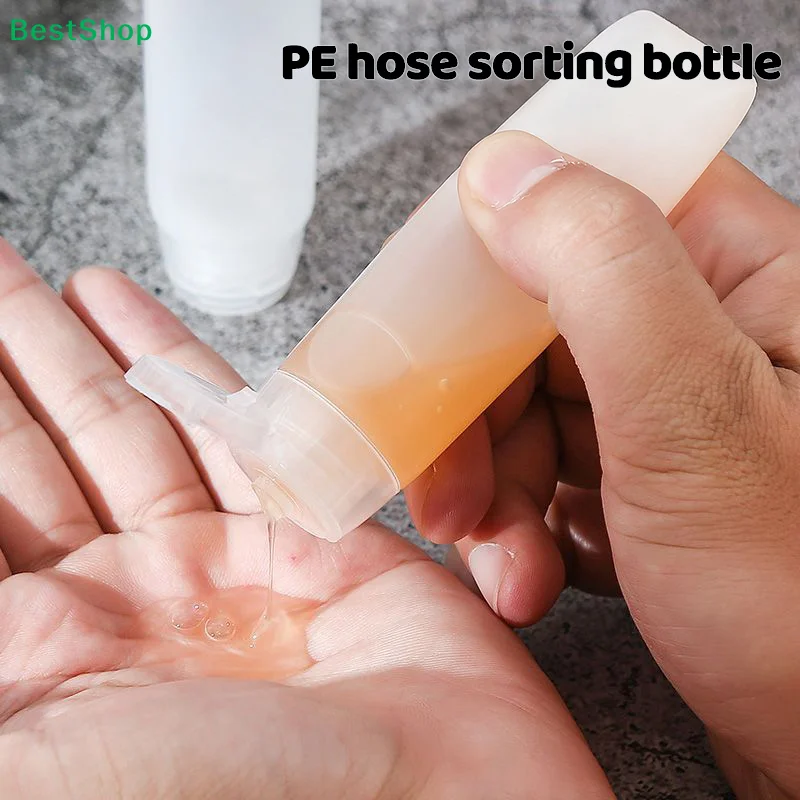 ♥ Botella de clasificación de manguera de PE: botella exprimible recargable portátil, contenedor de viaje a prueba de fugas para líquidos
