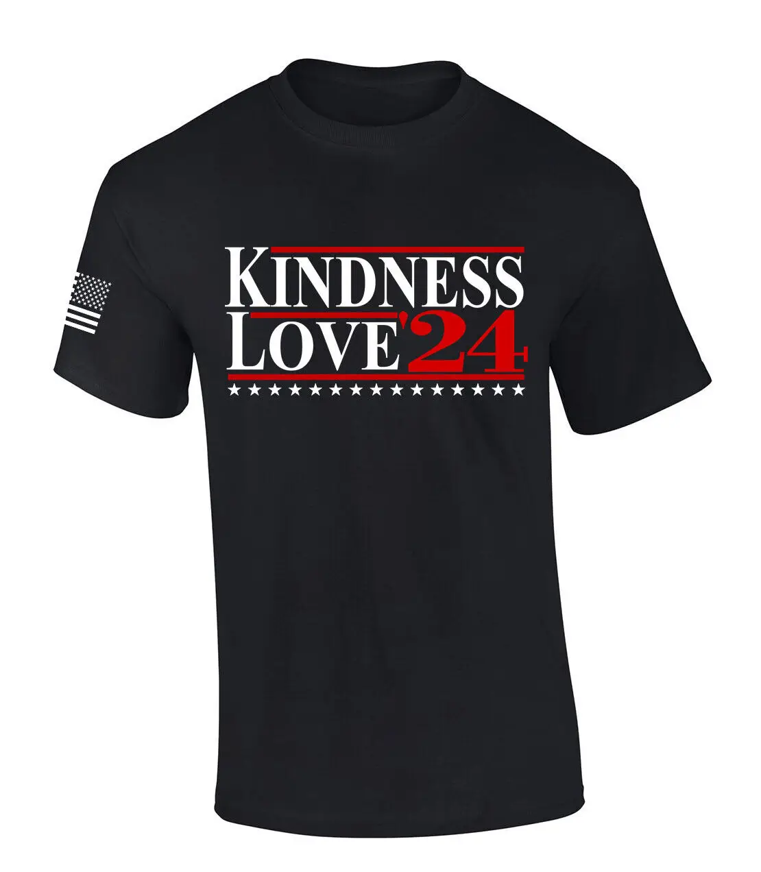 Mens Patriotic T Shirt Kindness And Love 2024  Black large