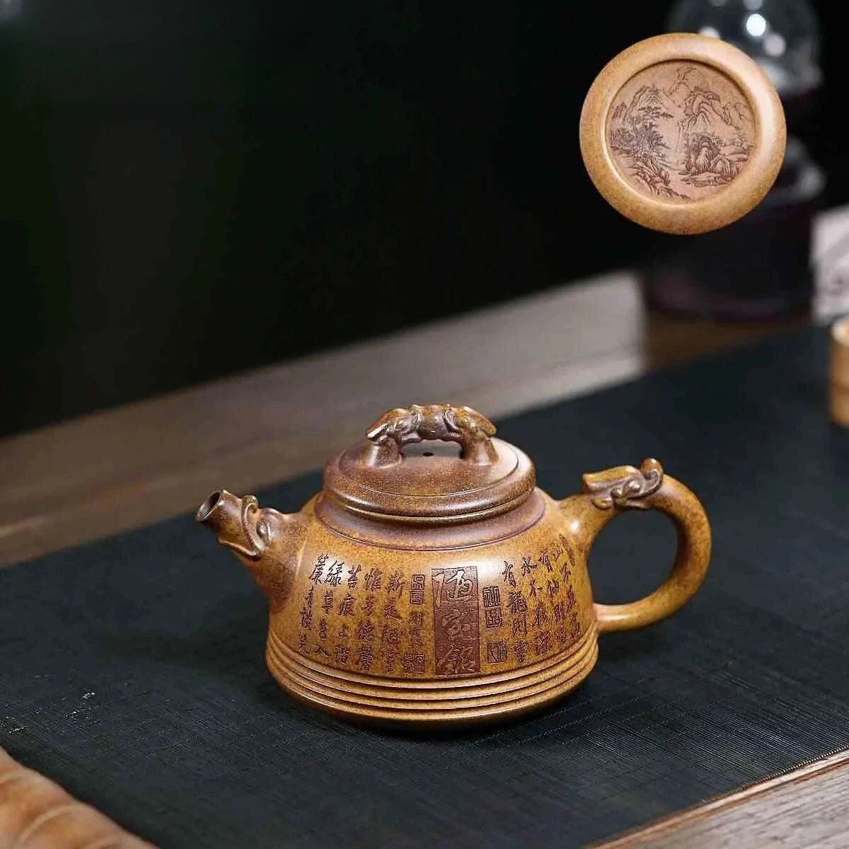 

420ml Boutique Yixing Purple Clay Teapots Handmade Ssangyong Pot Raw Ore Keel Gold Sand Mud Kettle Zisha Tea Set Tea Collection