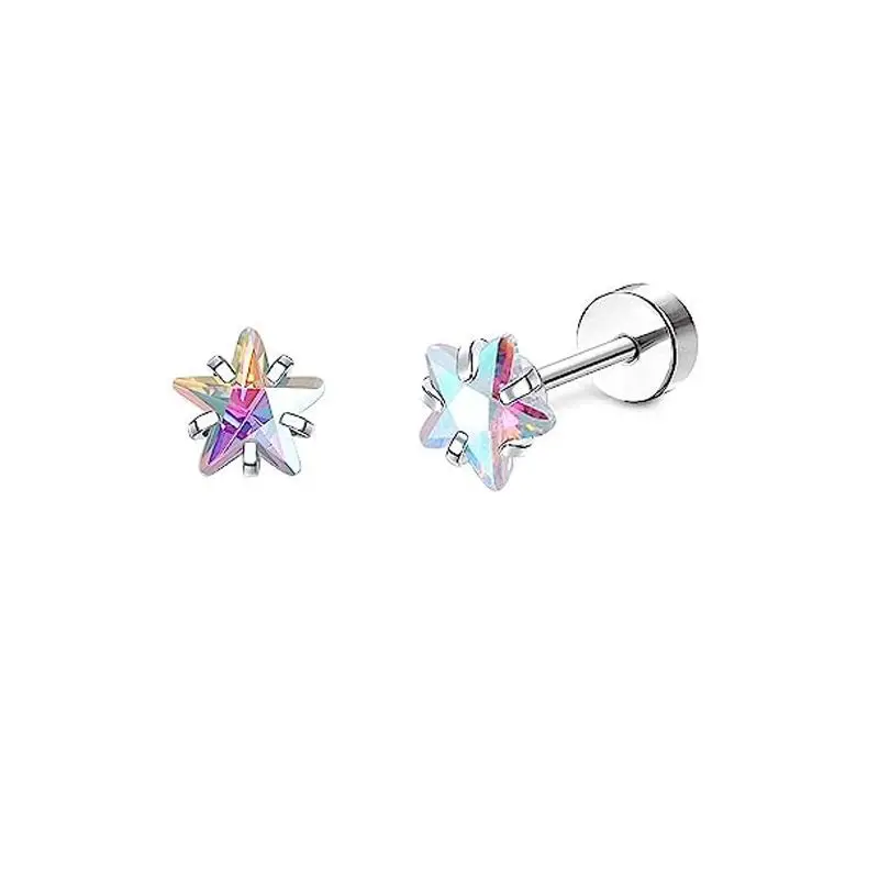 2-teiliges Set Edelstahl Herz-Mond-Ohrstecker mit Schraubkugel für Damen, Modische Ohrstecker für Tragus-Knorpel-Körperpiercing – Detail 9