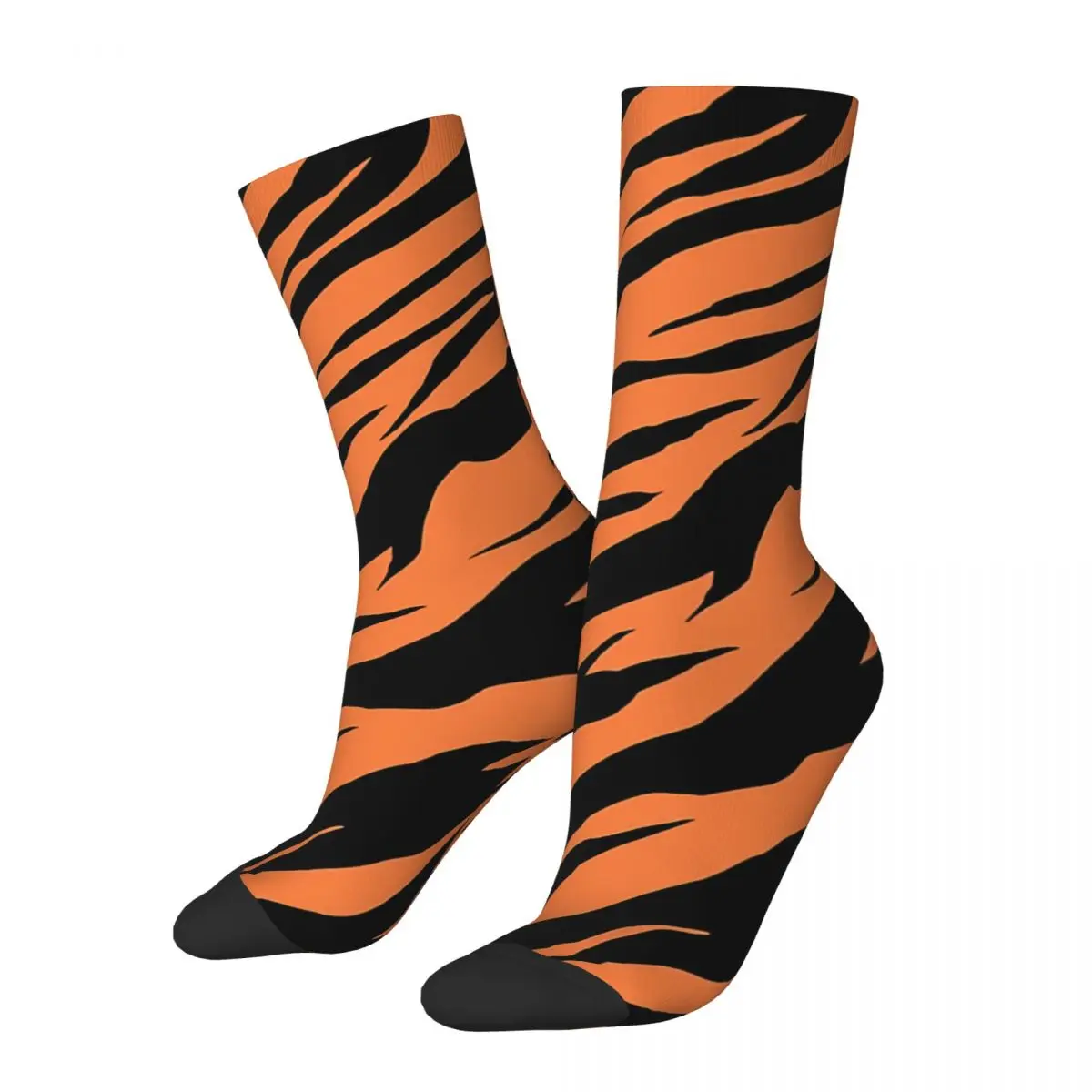 Zebra Tiger Print Orange Drawstring Socks Travel Pouch 3D Print Backpack Boy Girls Mid-calf socks