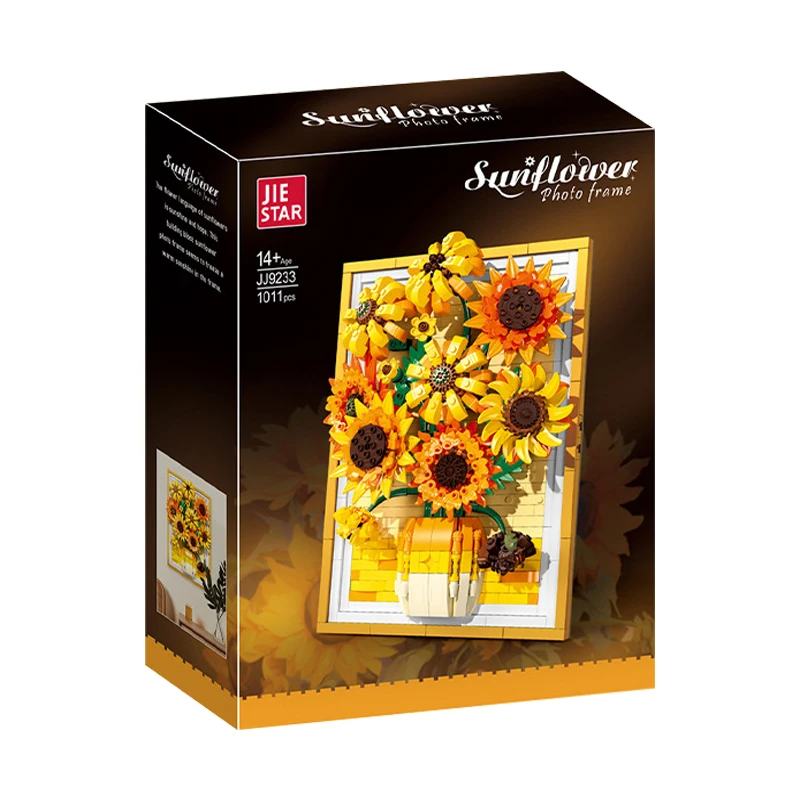 

IN STOCK JJ9233 MOC Sunflower Picture Frame Building Blocks Assembling Flower Bricks Model Toys for Children Christmas Gift Sets
