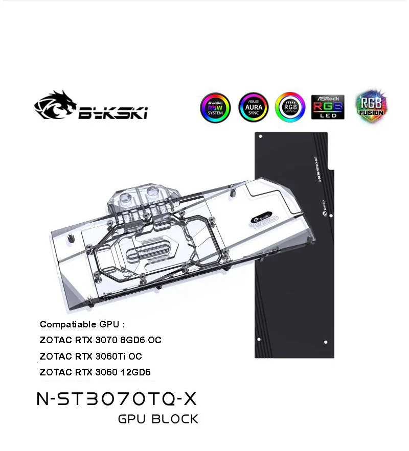 

Bykski Video Cards Blocks For Zotac Geforce RTX 3070 3060Ti 8GD6 OC A-RGB VGA Water Block Liquid Cooling Heatsink N-ST3070TQ-X