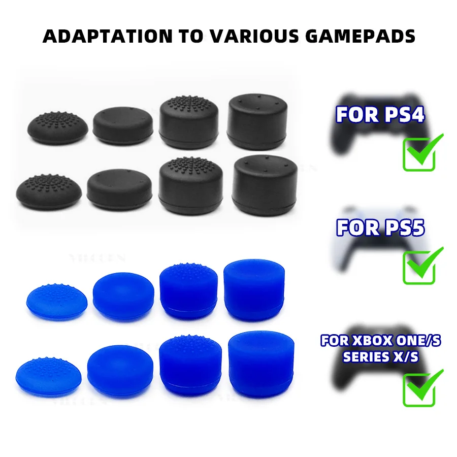 8PCS Thumb Stick Grip Cap Controller Silicone Analog Rubber Cap For PS5/PS4/Xbox Series X/S/Switch Pro Gamepad Accessories