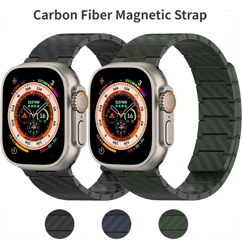 Magnetische Band Voor Apple Watch Ultra 2 49Mm Serie 9 8 7 45 41Mm 44Mm 40 42Mm Koolstofvezel Armband Voor Iwatch 6 5 4 3 Se Band