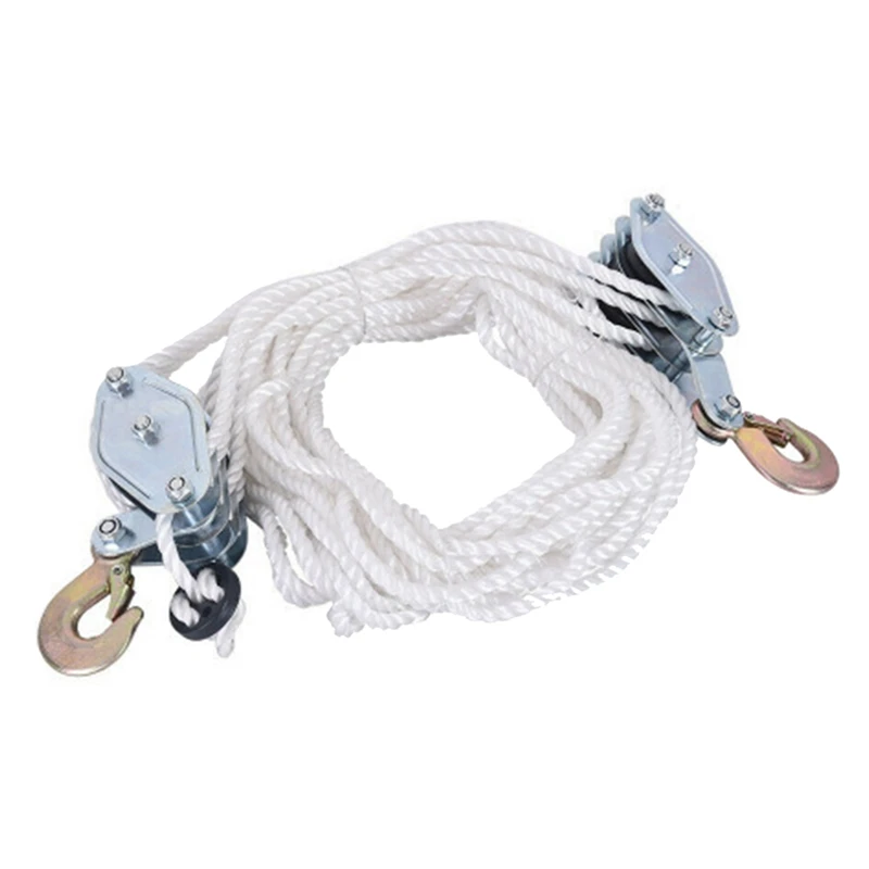 

4400 LBS Breaking Strength Heavy Duty Pulley 65 Ft 3/8In Rope Pulley Silver For Animal Husbandry Warehouses