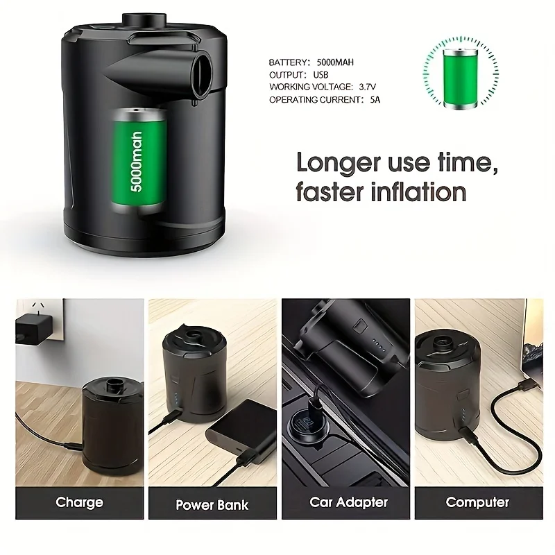 5200MAH portable portable air pump outdoor camping air mattress swimming pool swimming ring inflatable sofa air pump home image 6