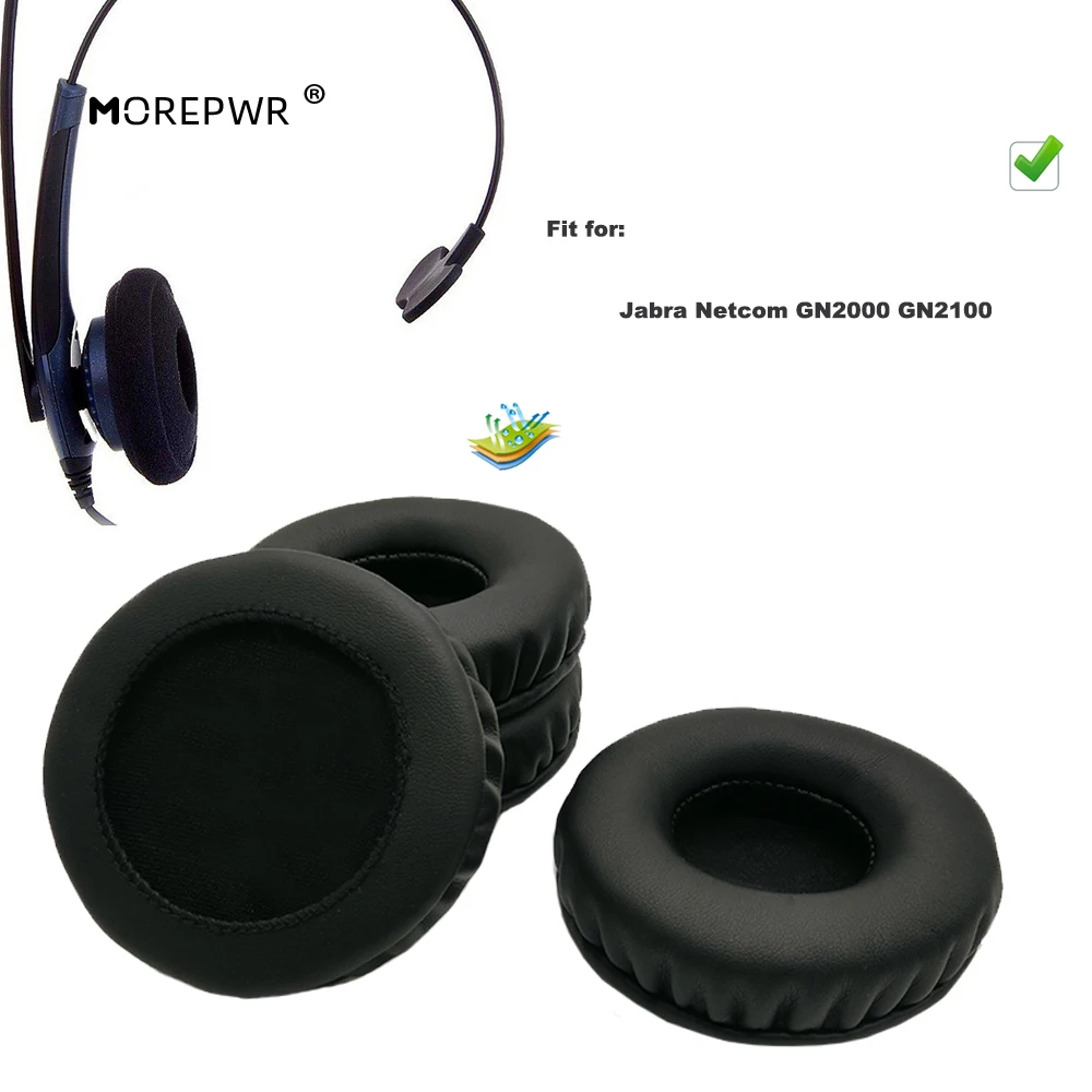 Morepwr, nueva actualización, almohadillas de repuesto para auriculares Jabra Netcom GN2000 GN2100, piezas de auriculares, funda de orejera de cojín de cuero