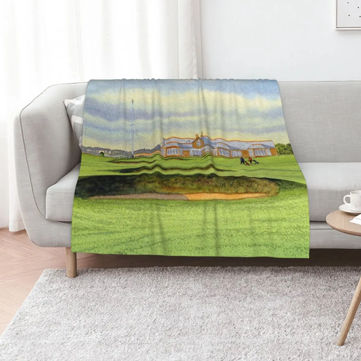 Royal Troon Golf Course 18th And Clubhouse Throw Blanket Soft Sherpa Fleece Warm Blanket for Winter