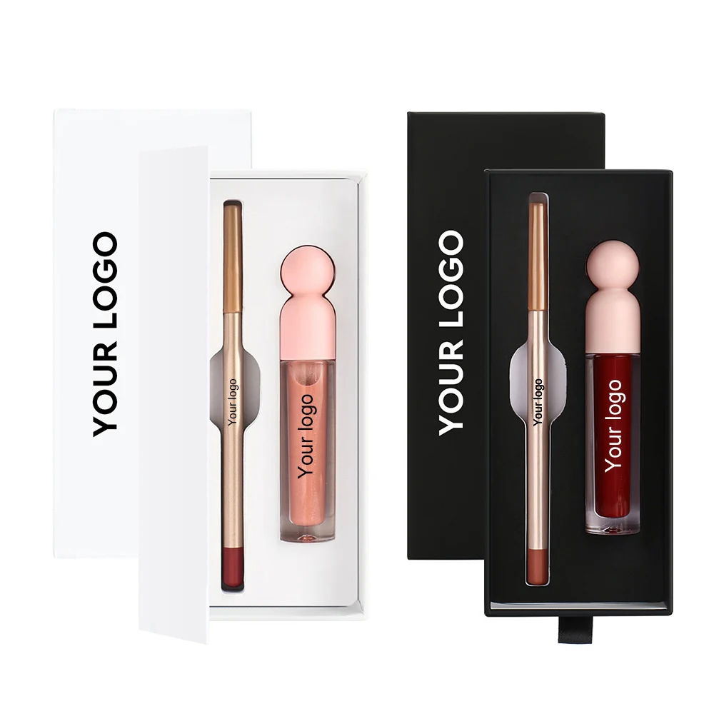 12 Colors Long Lasting Lip Liner 58 Colors Carrot Tube Matte Lip Gloss Set Private Label Custom Logo Vegan Makeup Wholesale