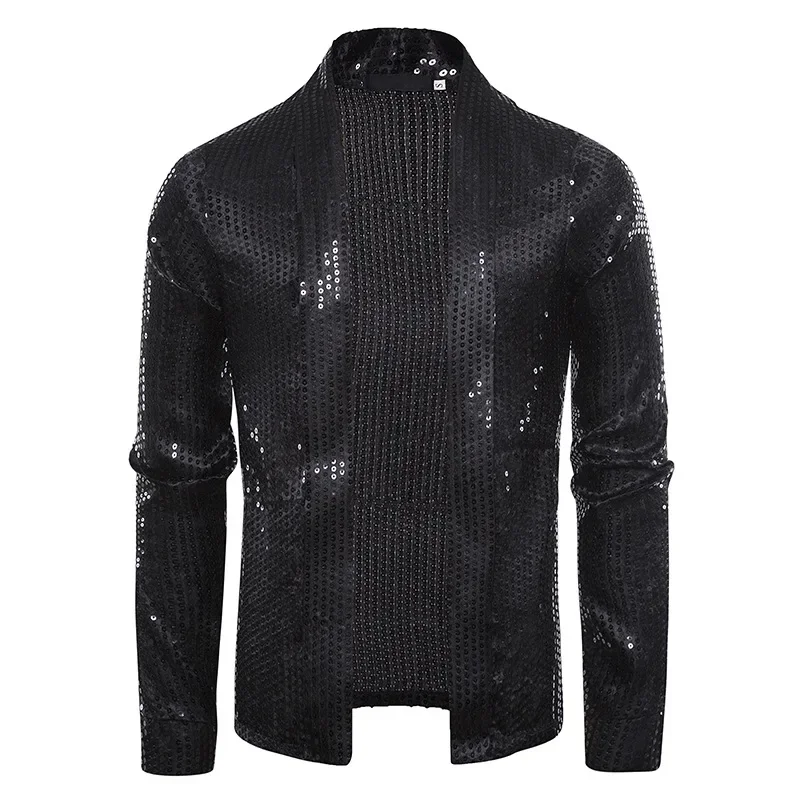 Shiny Gold Sequins Blazer Jacket Men 2022 Brand New Slim Fit Cardigan Mens Blazers Nightclub Party DJ Stage Clothers for Male