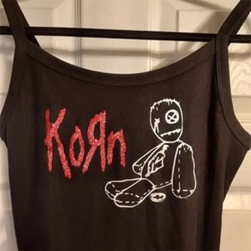 Vintage Y2k Corset Crop Top Sleeveless Baby Tee Gothic Graphic Black Summer Vest Aesthetic Grunge Fairy Core Y2k Sexy Girl Camis