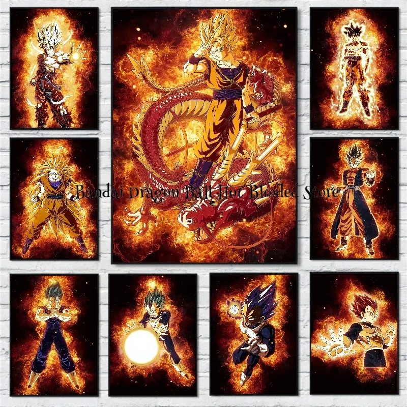 

Фигурки аниме «Драконий жемчуг» Super Saiyan Goku Vegeta, декоративные картины, плакаты, подходят для модных домашних декоративных детских подарков