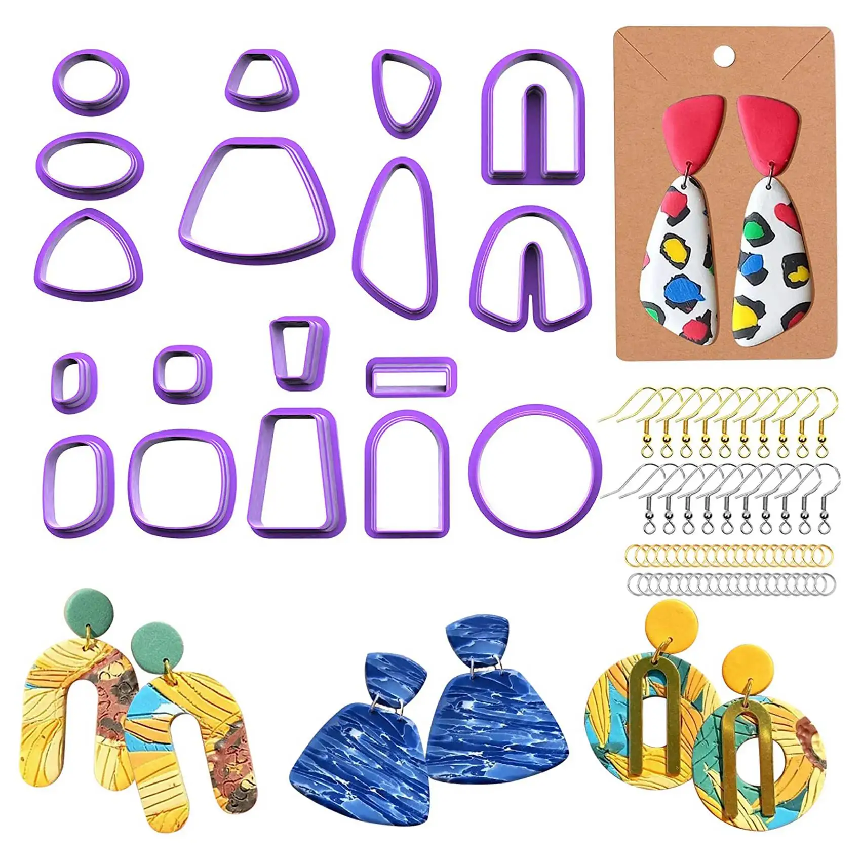 DT38 118 PCS Earring Clay Cutter Jewelry DIY Trend Earring Polymer Mold with Ear Hook Jam