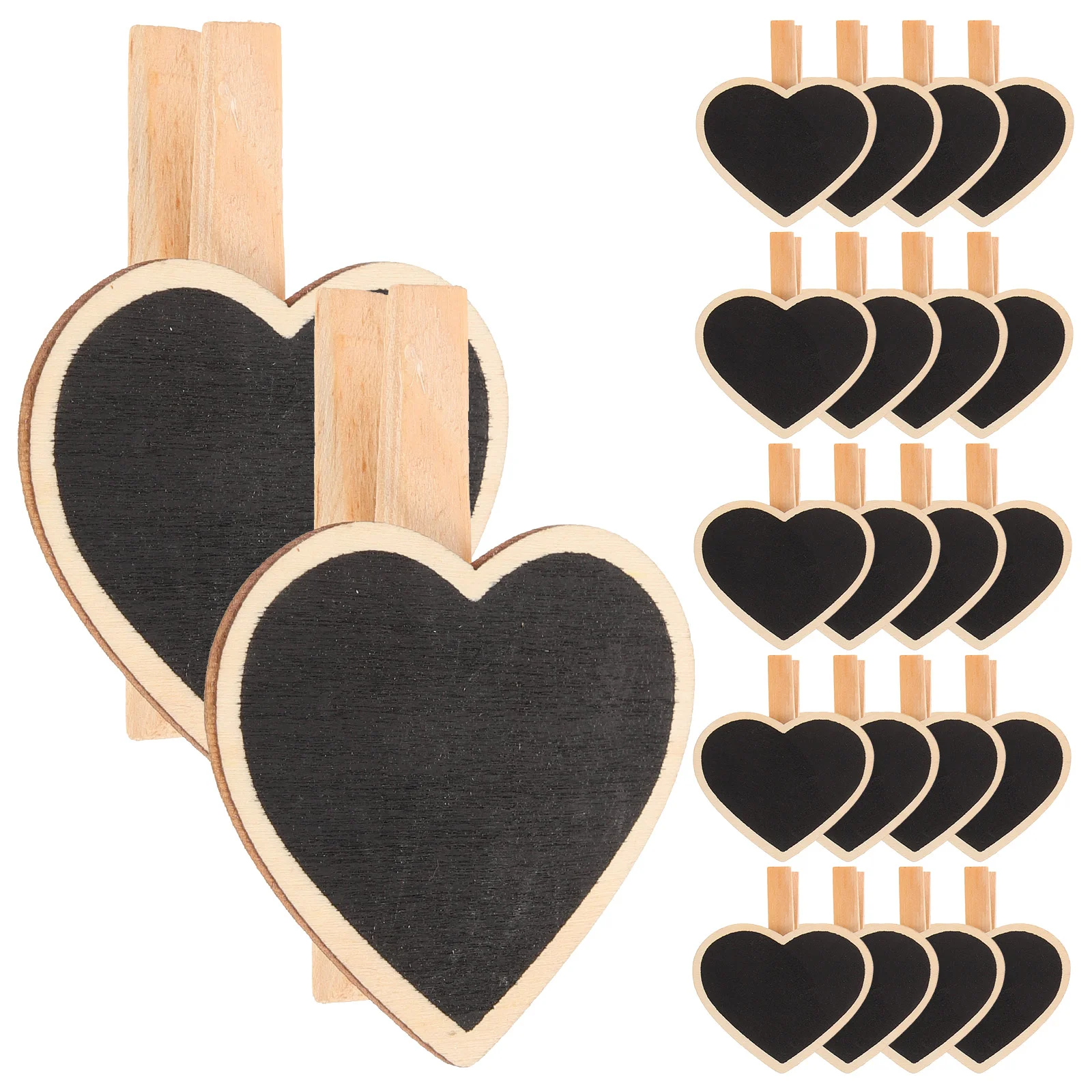 Whiteboards Tag Photo Holder Heart-shaped Mini Wooden Blackboard Clips Chalkboard