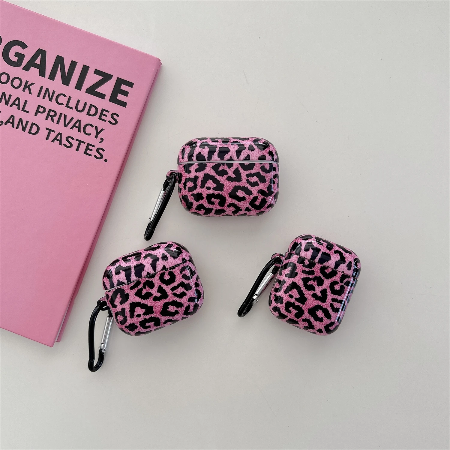 Pink leopard print  Suitable For AirPods 4 3 2 1 Pro2 Pro Film Soft Case Headphone Cover Protective Cove