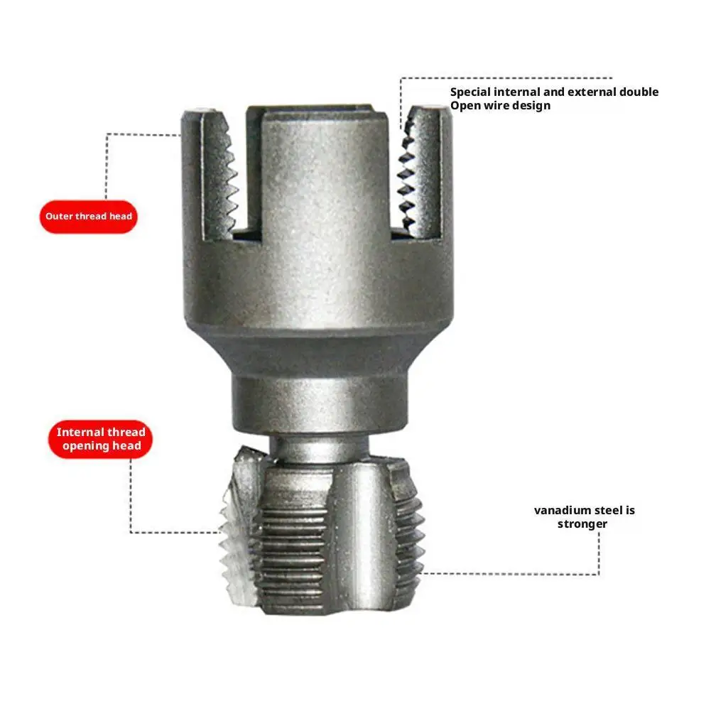 Pipe Thread Cutting Tool,Electric Drill Compatible PVC Pipe Threader Kit, 1/2'' 3/4'' Internal External Pipe Rethreading Maker