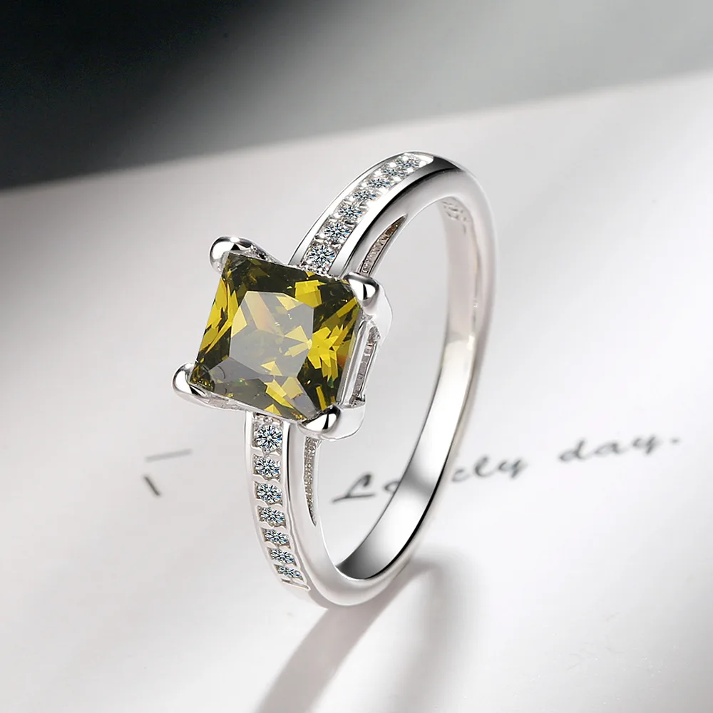 Women's 925 Sterling Silver Zircon Cocktail Ring, Elegant