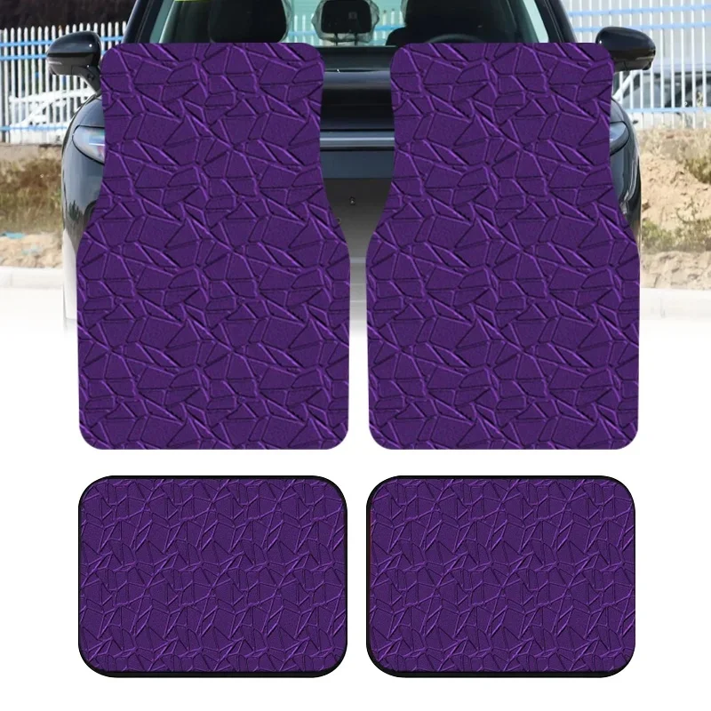 2pcs/4pcs Full Coverage Purple Crackle Pattern Printed Car Mats, All-Season Universal Fit, XPE Anti-Slip Wear-Resistant Car Floo 4