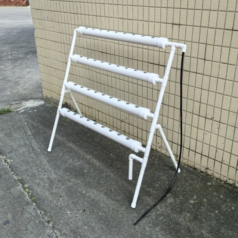 4 Tube Ladder Hydroponic Growing Rack, 36 Holes PVC Pipe Soil-Free Cultivation Kit For Balcony Vegetable And Flower Planting