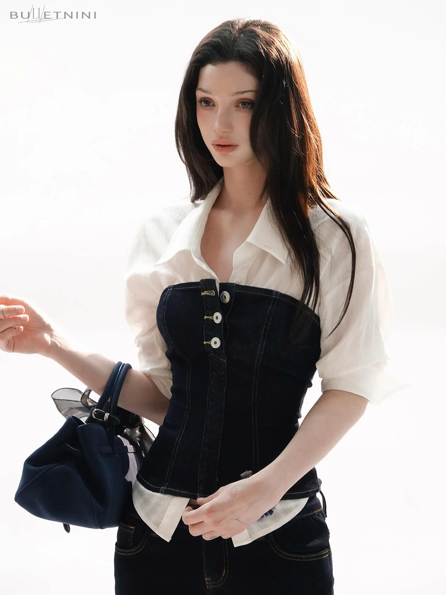 

Low Waist Bell Bottom Jeans Metal Buckle Design Crop Top Original Denim Sexy Girl Slim Fit Short Length Color