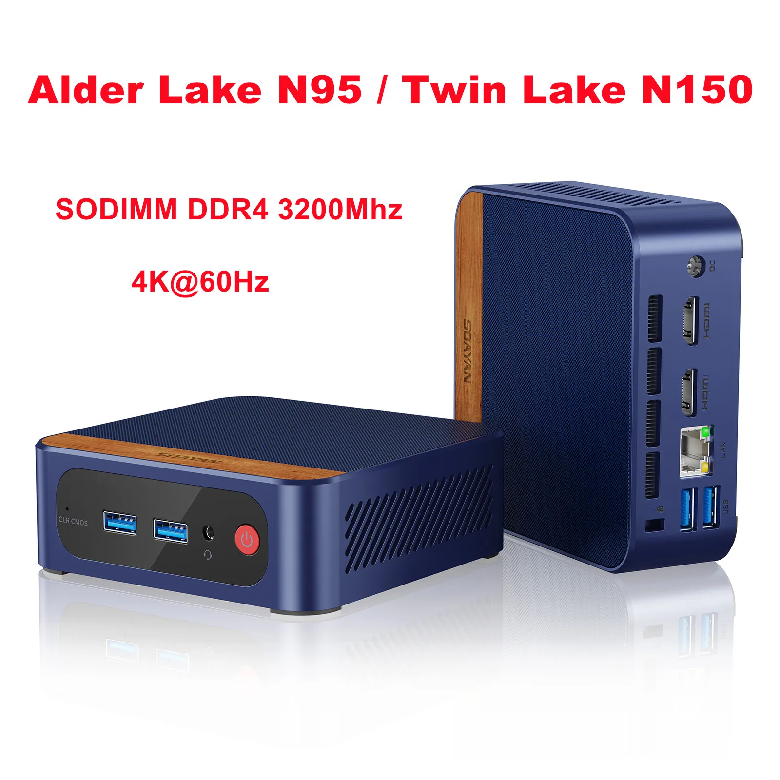 SZBOX N1 كمبيوتر صغير Intel Twin Lake N150 SODIMM DDR4 3200MHz M.2 SSD 4K 60 هرتز RJ45 1000M WiFi BT كمبيوتر مكتبي للألعاب المكتبية #2