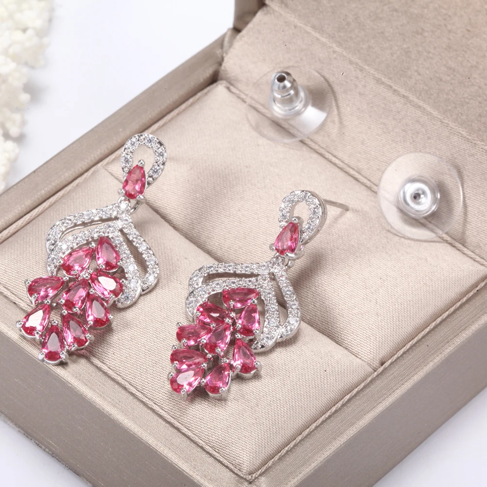 

Pink Zircon Rings Unique Zircon Design Micro-Clayed Durable Women Stud Earrings Earrings Women Jewel Gift Gift