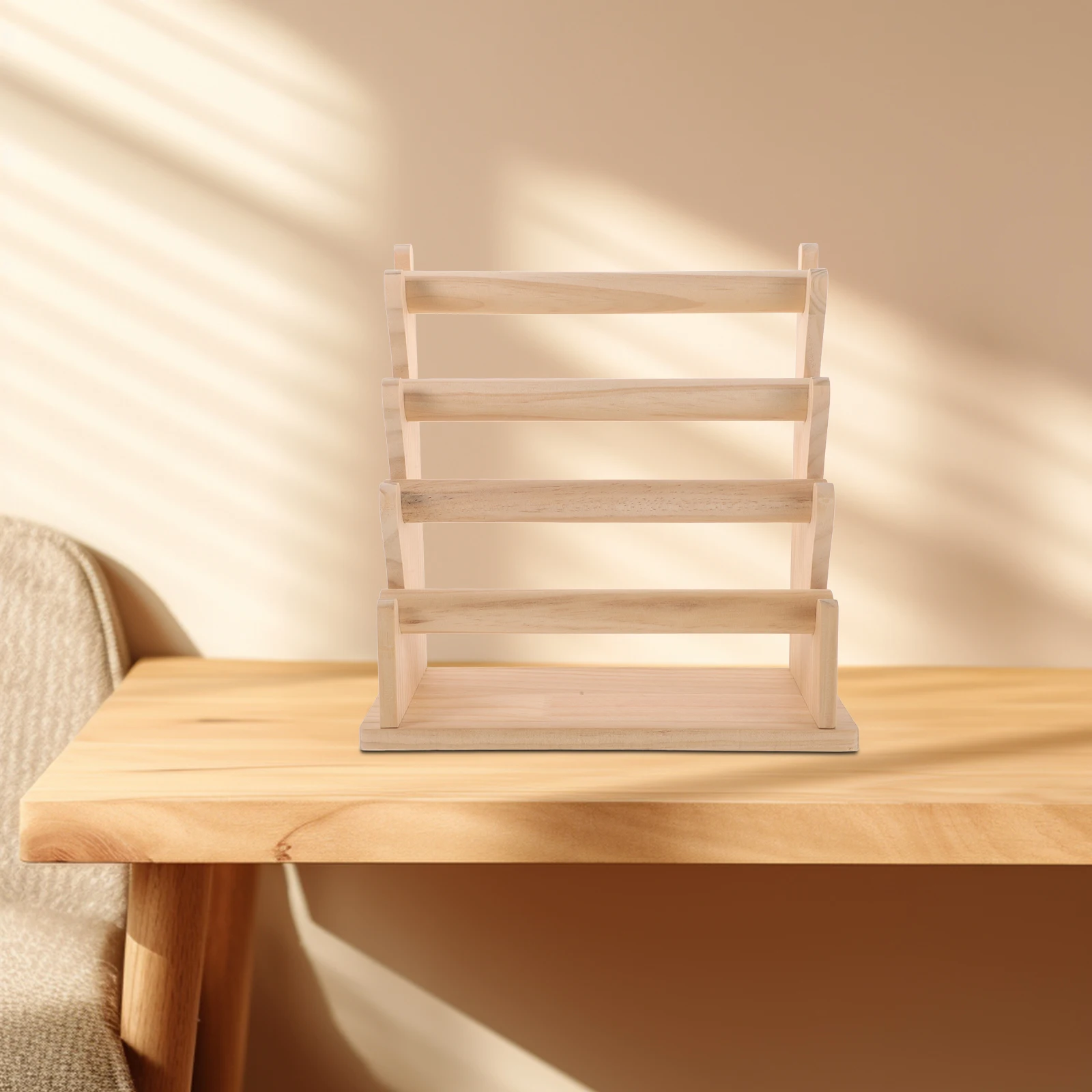 

4 Tier Solid Wood Bracelet Stand Jewelry Rack for Watches Headbands Display Organizer Storage Solution Wooden Base